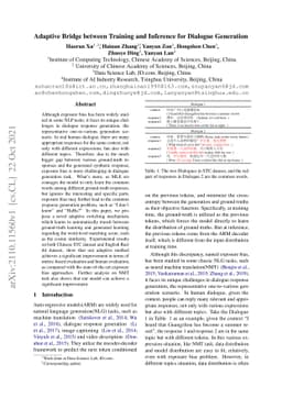 Adaptive Bridge between Training and Inference for Dialogue