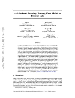 Anti-Backdoor Learning: Training Clean Models on Poisoned Data