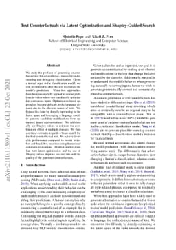 Text Counterfactuals via Latent Optimization and Shapley-Guided Search