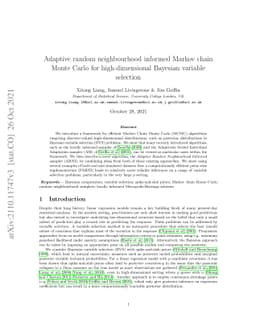 Adaptive random neighbourhood informed Markov chain Monte Carlo for
  high-dimensional Bayesian variable Selection