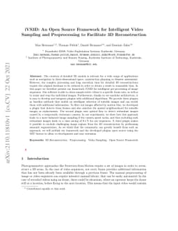 IVS3D: An Open Source Framework for Intelligent Video Sampling and
  Preprocessing to Facilitate 3D Reconstruction