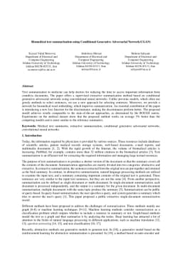 Biomedical text summarization using Conditional Generative Adversarial
  Network(CGAN)