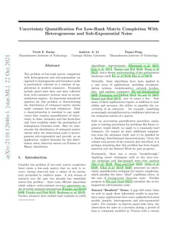 Uncertainty Quantification For Low-Rank Matrix Completion With
  Heterogeneous and Sub-Exponential Noise