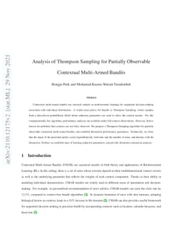 Analysis of Thompson Sampling for Partially Observable Contextual
  Multi-Armed Bandits