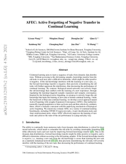 AFEC: Active Forgetting of Negative Transfer in Continual Learning