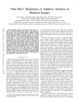 "One-Shot" Reduction of Additive Artifacts in Medical Images