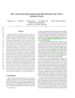 ADC: Adversarial attacks against object Detection that evade Context
  consistency checks