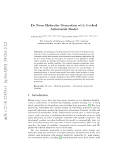 De Novo Molecular Generation with Stacked Adversarial Model