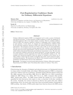 Post-Regularization Confidence Bands for Ordinary Differential Equations