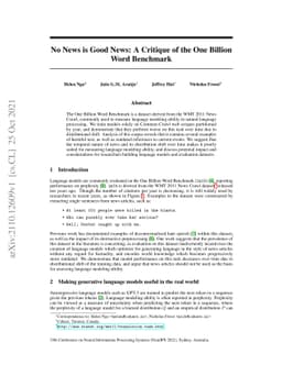 No News is Good News: A Critique of the One Billion Word Benchmark