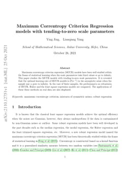 Maximum Correntropy Criterion Regression models with tending-to-zero
  scale parameters