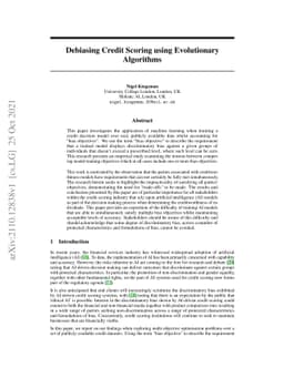 Debiasing Credit Scoring using Evolutionary Algorithms