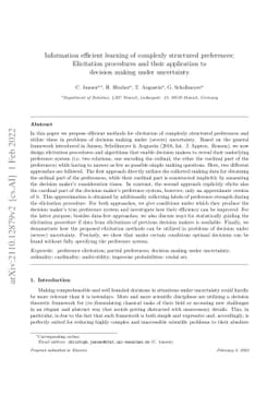 Information efficient learning of complexly structured preferences:
  Elicitation procedures and their application to decision making under
  uncertainty