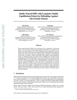 Stable Neural ODE with Lyapunov-Stable Equilibrium Points for Defending
  Against Adversarial Attacks