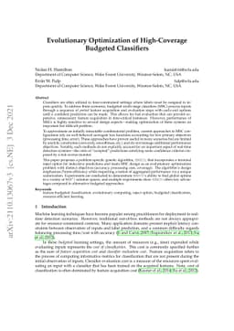 Evolutionary Optimization of High-Coverage Budgeted Classifiers