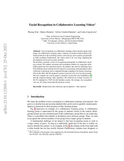Facial Recognition in Collaborative Learning Videos