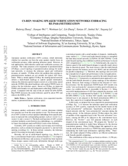 CS-Rep: Making Speaker Verification Networks Embracing
  Re-parameterization