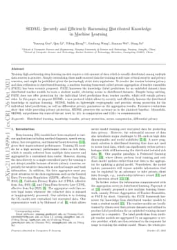 SEDML: Securely and Efficiently Harnessing Distributed Knowledge in
  Machine Learning