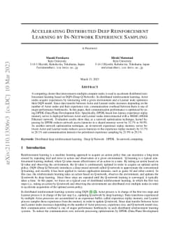 Accelerating Distributed Deep Reinforcement Learning by In-Network
  Experience Sampling