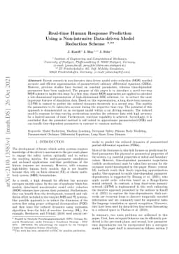 Real-time Human Response Prediction Using a Non-intrusive Data-driven
  Model Reduction Scheme