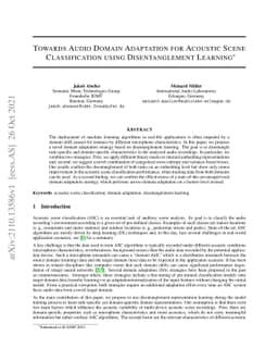 Towards Audio Domain Adaptation for Acoustic Scene Classification using
  Disentanglement Learning