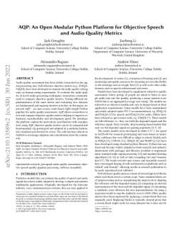AQP: An Open Modular Python Platform for Objective Speech and Audio
  Quality Metrics
