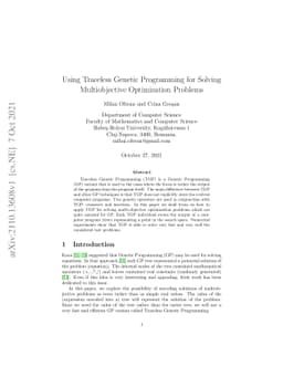 Using Traceless Genetic Programming for Solving Multiobjective
  Optimization Problems