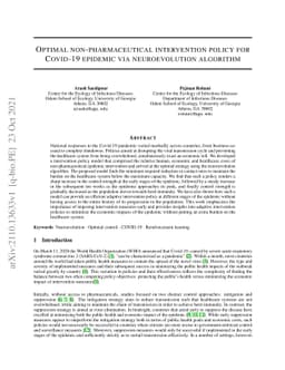Optimal non-pharmaceutical intervention policy for Covid-19 epidemic via
  neuroevolution algorithm