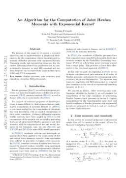 An algorithm for the computation of joint Hawkes moments with
  exponential kernel