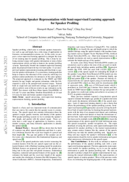 Learning Speaker Representation with Semi-supervised Learning approach
  for Speaker Profiling