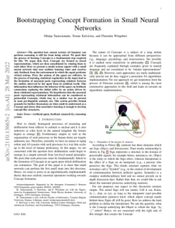 Bootstrapping Concept Formation in Small Neural Networks