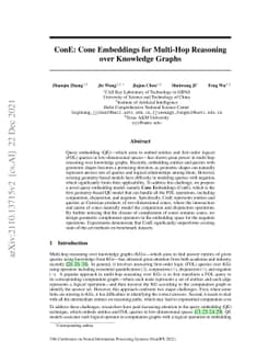 ConE: Cone Embeddings for Multi-Hop Reasoning over Knowledge Graphs