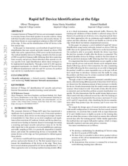 Rapid IoT Device Identification at the Edge