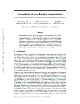 On sensitivity of meta-learning to support data