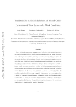 Simultaneous Statistical Inference for Second Order Parameters of Time
  Series under Weak Conditions