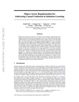 Object-Aware Regularization for Addressing Causal Confusion in Imitation
  Learning
