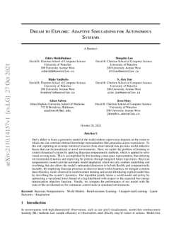 Dream to Explore: Adaptive Simulations for Autonomous Systems
