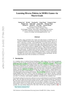 Learning Diverse Policies in MOBA Games via Macro-Goals