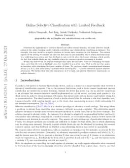 Online Selective Classification with Limited Feedback