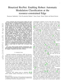 Binarized ResNet: Enabling Robust Automatic Modulation Classification at
  the resource-constrained Edge