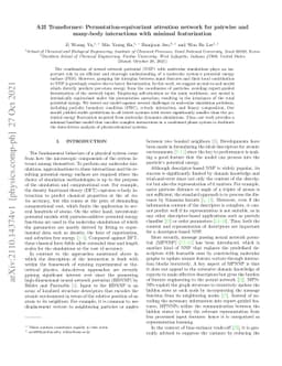 A2I Transformer: Permutation-equivariant attention network for pairwise
  and many-body interactions with minimal featurization