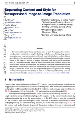 Separating Content and Style for Unsupervised Image-to-Image Translation