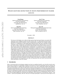 Hand gesture detection in tests performed by older adults
