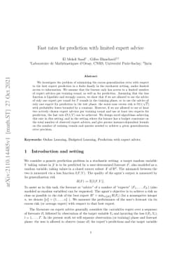 Fast rates for prediction with limited expert advice