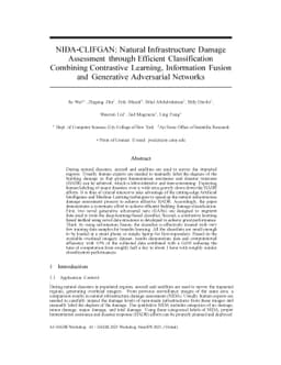 NIDA-CLIFGAN: Natural Infrastructure Damage Assessment through Efficient
  Classification Combining Contrastive Learning, Information Fusion and
  Generative Adversarial Networks