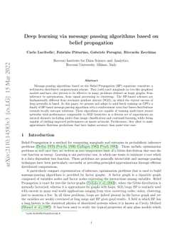 Deep learning via message passing algorithms based on belief propagation