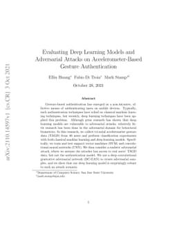Evaluating Deep Learning Models and Adversarial Attacks on
  Accelerometer-Based Gesture Authentication
