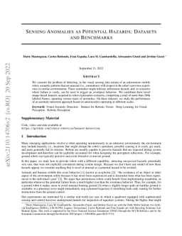 Sensing Anomalies as Potential Hazards: Datasets and Benchmarks