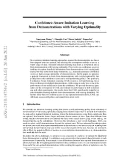 Confidence-Aware Imitation Learning from Demonstrations with Varying
  Optimality