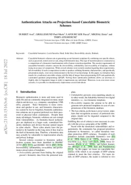 Authentication Attacks on Projection-based Cancelable Biometric Schemes